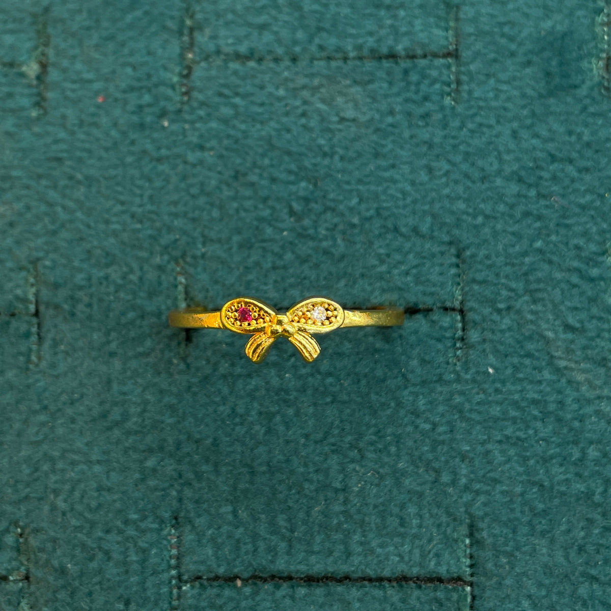 92.5 Silver Gold Plated Pink & White CZ Bow Ring for Women