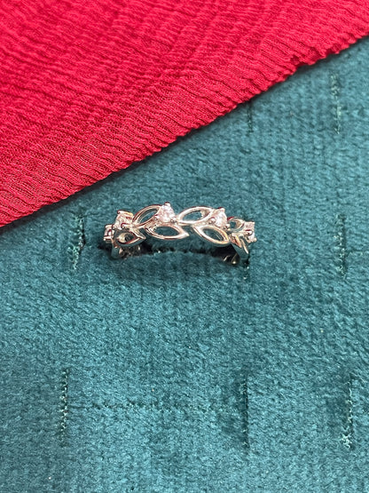 92.5 Silver Leaf Ring for Women Size 11 | Stylish Organic Motif | Elegant Fashion Jewellery
