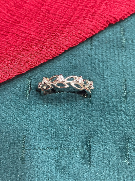 92.5 Silver Leaf Ring for Women Size 11 | Stylish Organic Motif | Elegant Fashion Jewellery