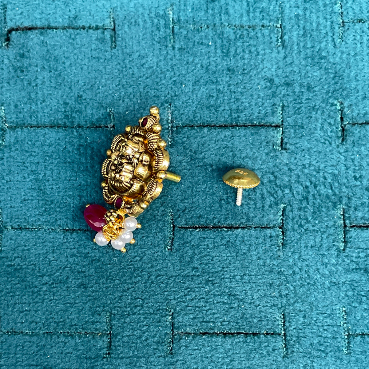 92.5 Silver Gold Plated Lakshmi Earrings pair