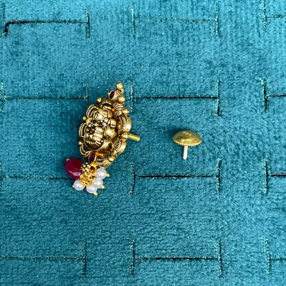 92.5 Silver Gold Plated Lakshmi Earrings pair
