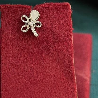 92.5 Sterling Silver MOP & CZ Dragonfly Stud Earrings for Women pair