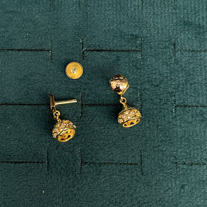 92.5 Silver Gold Plated White Stone Minimal Jhumkas for Women | Elegant Ethnic Design | Stylish Jewellery pair