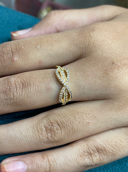 92.5 Silver Gold Plated Infinity Ring Size 11 | Stylish Eternal Design | Elegant Jewellery