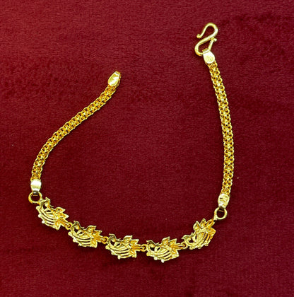 92.5 Silver Gold Plated Enamel Peacock Motif Bracelet for Women