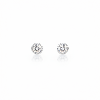 92.5 Silver Round Stone Studs Pair