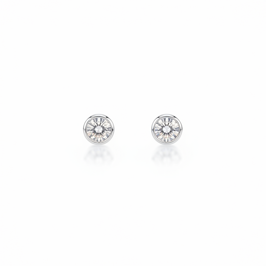 92.5 Silver Round Stone Studs Pair