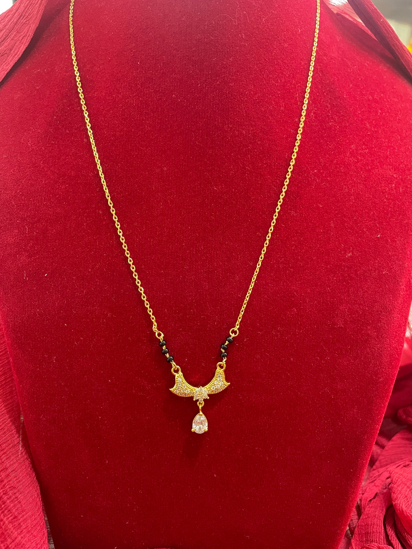 92.5 Silver Gold Plated Minimal Pendant Black Bead Chain for Women 19.5 Inches | Elegant Simple Design | Stylish Jewellery