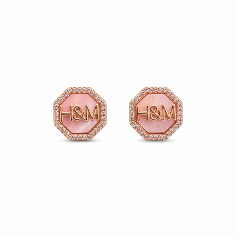 92.5 Silver Rose Gold Stud Earrings | Stylish Minimal Design | Elegant Jewellery