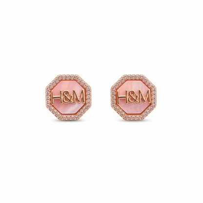 92.5 Silver Rose Gold Stud Earrings | Stylish Minimal Design | Elegant Jewellery
