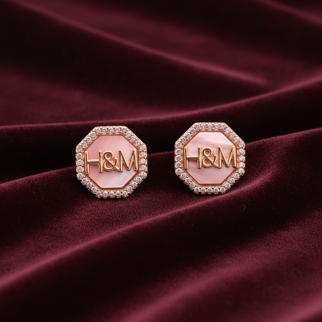 92.5 Silver Rose Gold Stud Earrings | Stylish Minimal Design | Elegant Jewellery
