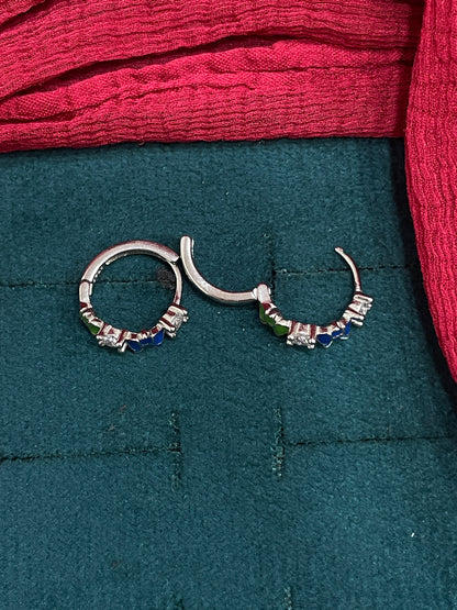 92.5 silver stylish flower bali earrings