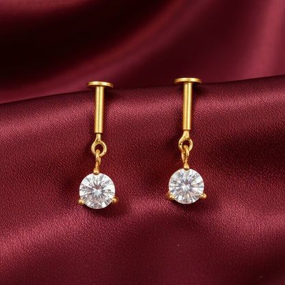 92.5 Silver Gold Plated Dangler Bugadi Pair