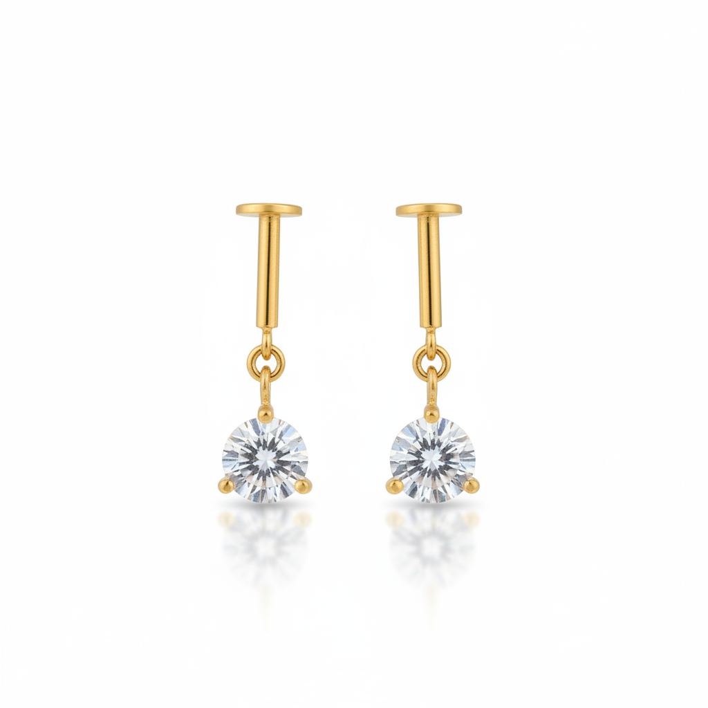 92.5 Silver Gold Plated Dangler Bugadi Pair