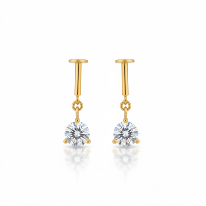 92.5 Silver Gold Plated Dangler Bugadi Pair