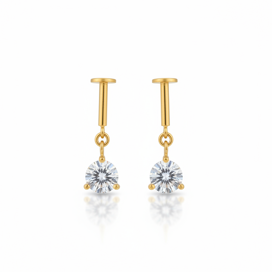 92.5 Silver Gold Plated Dangler Bugadi Pair