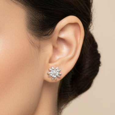92.5 Silver Stylish Flower Earrings for Women | Elegant Floral Design | Everyday Wear Jewellery