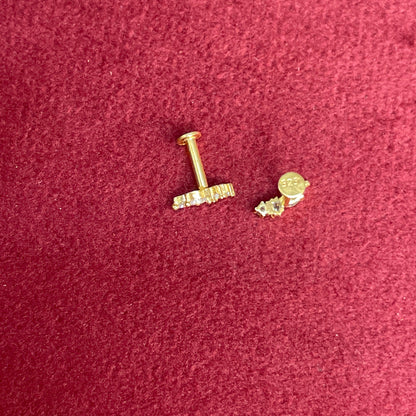 92.5 Sterling Silver Gold Plated Marquise Side Studs