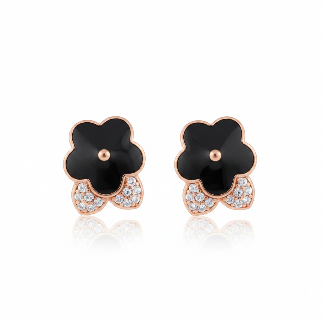 92.5 Silver Rose Gold Plated Minimal Stud Earrings for Women | Elegant Modern Design | Stylish Jewellery