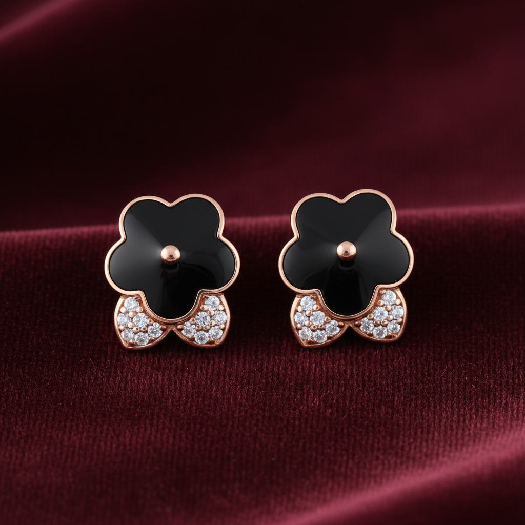 92.5 Silver Rose Gold Plated Minimal Stud Earrings for Women | Elegant Modern Design | Stylish Jewellery
