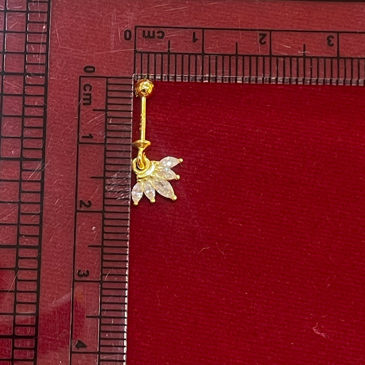 92.5 Silver Gold Plated Five Leaf Hanging Bugadi- Pair
