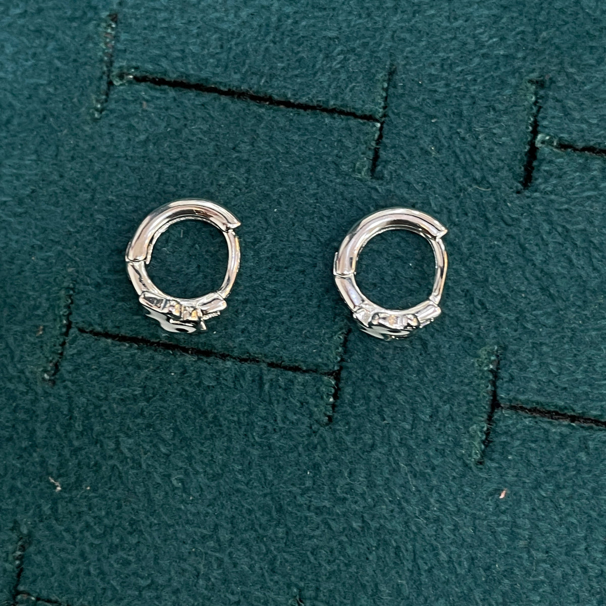 92.5 Silver Enamel Puppy Huggie Hoop Earrings for Girls