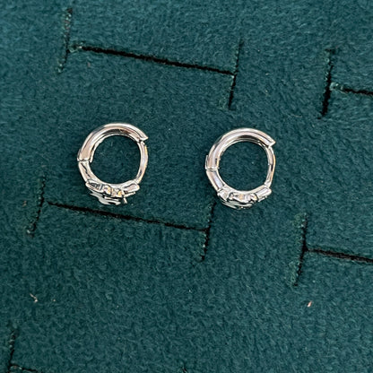 92.5 Silver Enamel Puppy Huggie Hoop Earrings for Girls