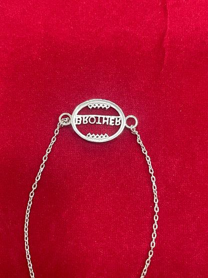 925 Sterling Silver Brother Rakhi | CZ Stone Chain Rakhi for Raksha Bandhan