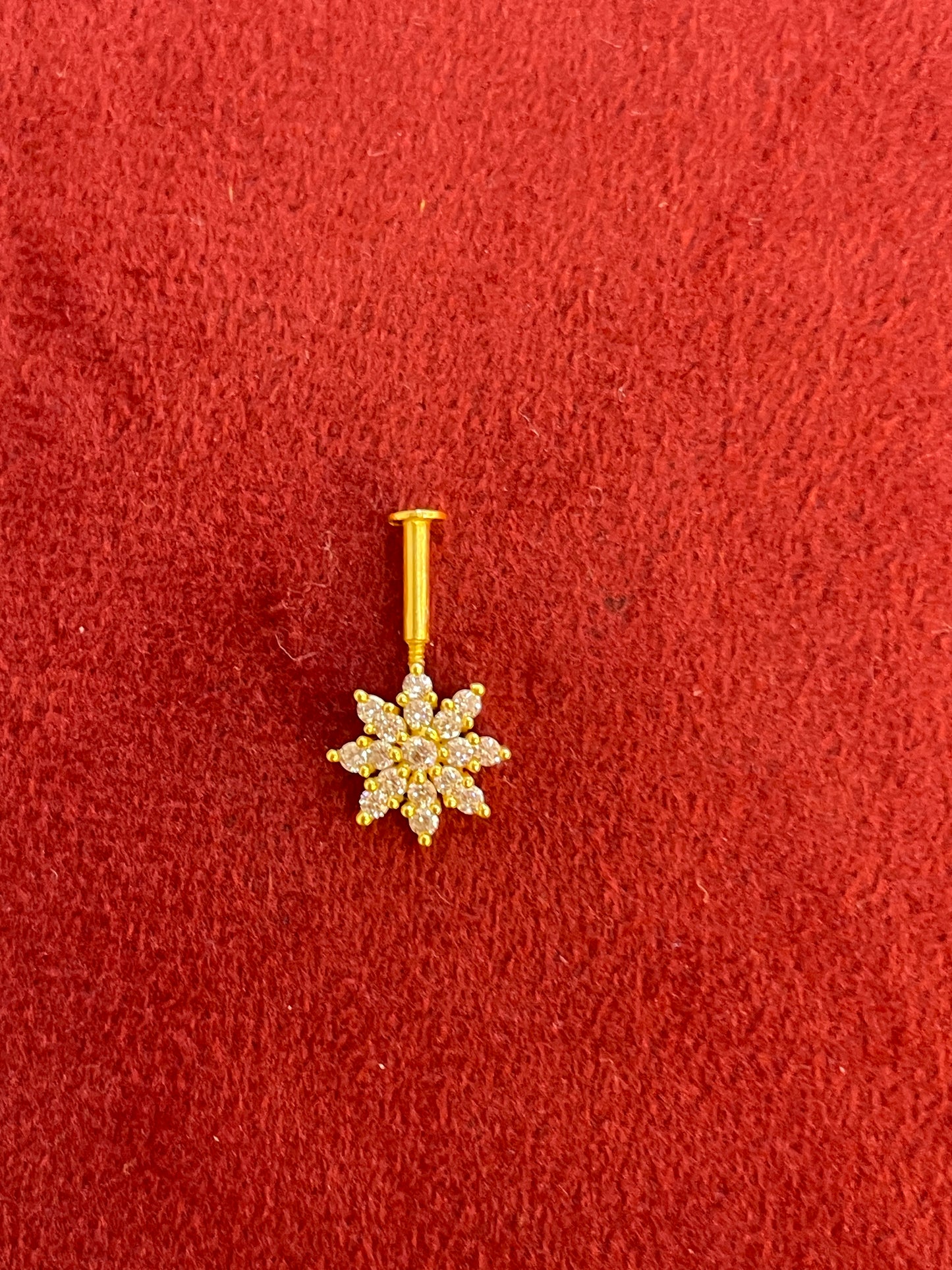925 Silver Gold Plated 8 Petal Bugadi Pair