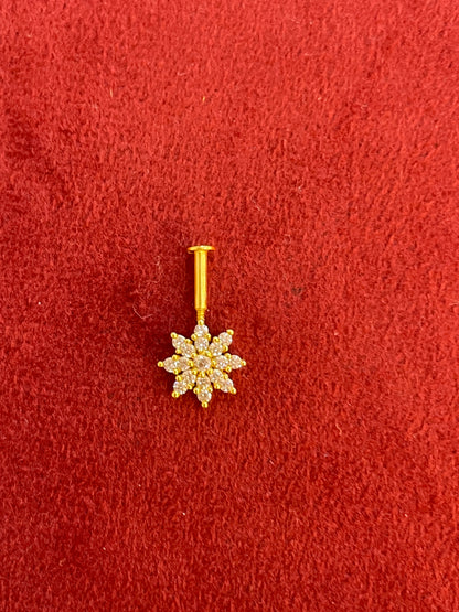 925 Silver Gold Plated 8 Petal Bugadi Pair