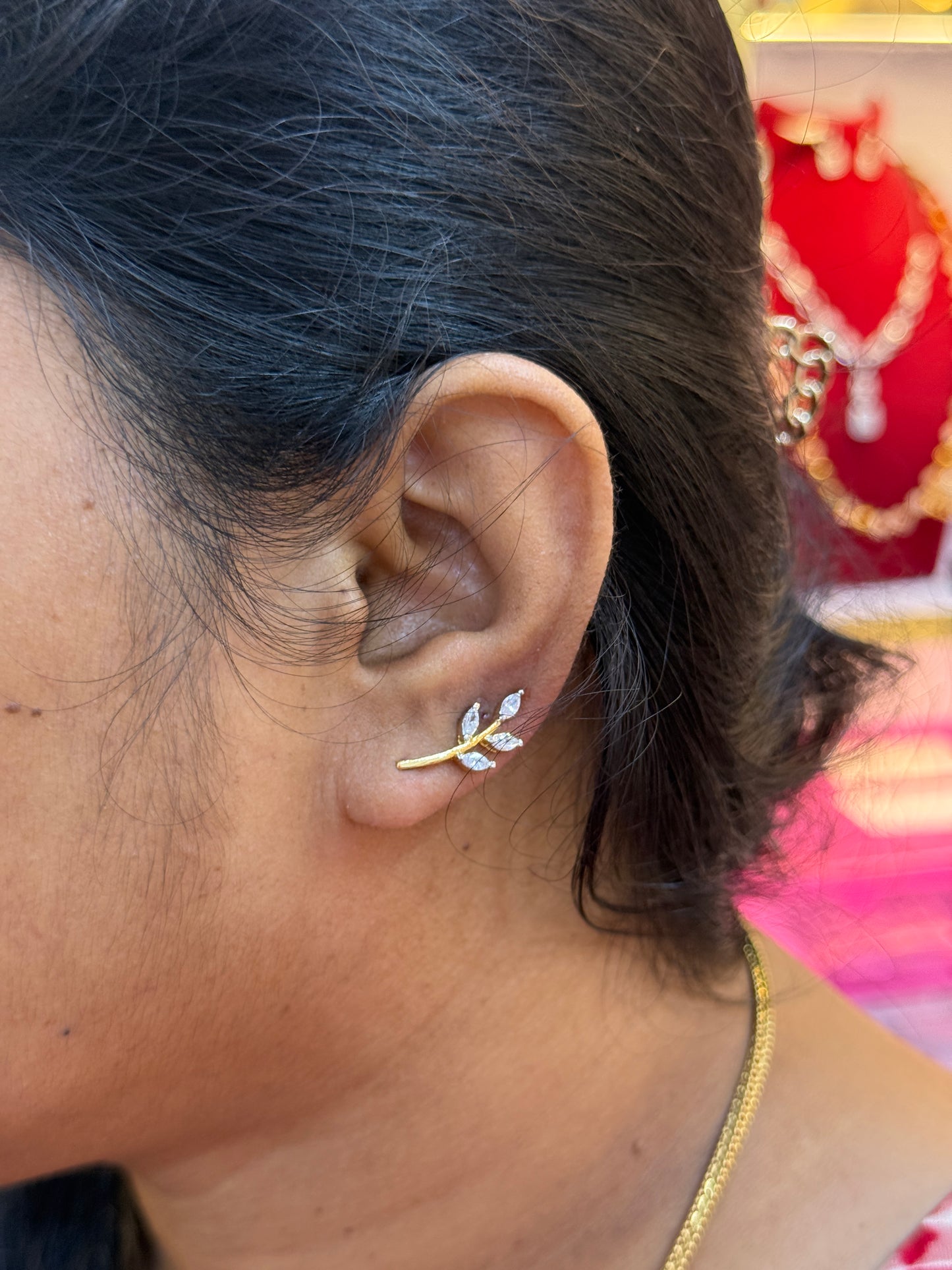 92.5 Silver Gold Plated Leaf Ear Cuffs for Women | Stylish Botanical Design | Elegant Fashion Jewellery