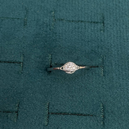 92.5 Sterling Silver Pave CZ Saturn Planet Finger Ring for Women