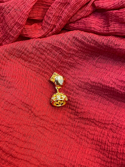 92.5 Silver Gold Plated White Stone Minimal Jhumkas for Women | Elegant Ethnic Design | Stylish Jewellery