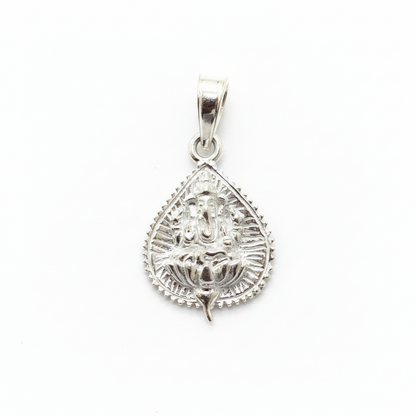 92.5 Sterling Silver Ganesha Banyan Leaf Coin Pendant