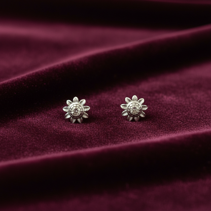 92.5 Silver Floral Earrings for Women | Stylish Elegant Design | Everyday Wear Jewellery