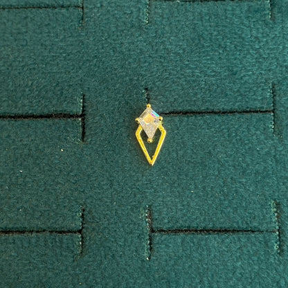 92.5 Silver Gold-Toned Clear Stone Kite Studs Pair