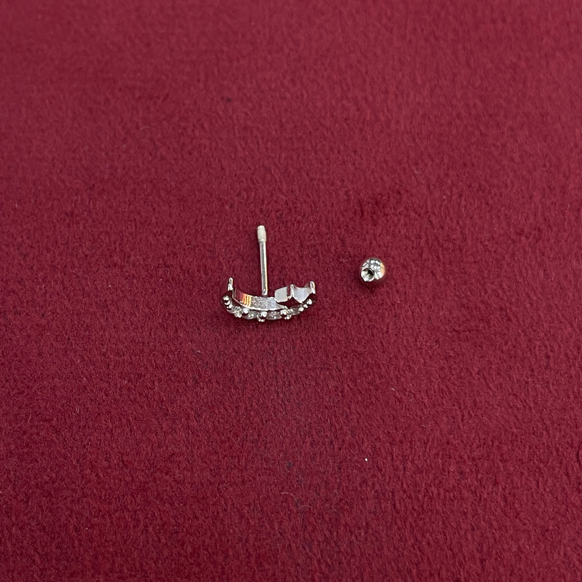 925 Silver Starry Moon Studs - Ball back pair