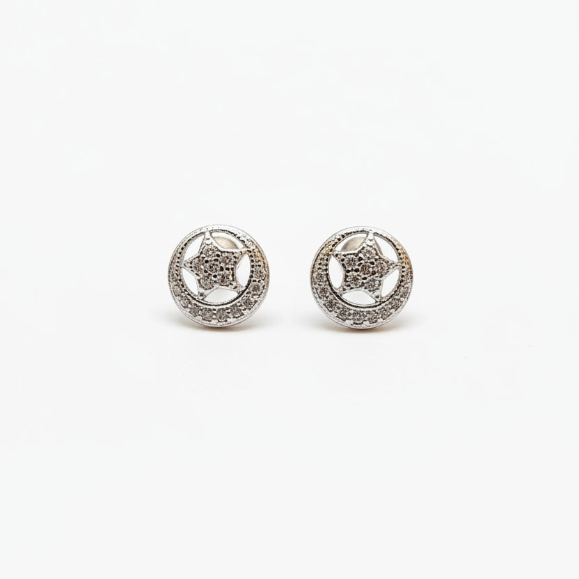 925 Silver Starry Moon Studs