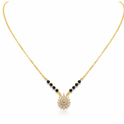 925 Silverv Gold-Plated Marquise Black bead chain for Women