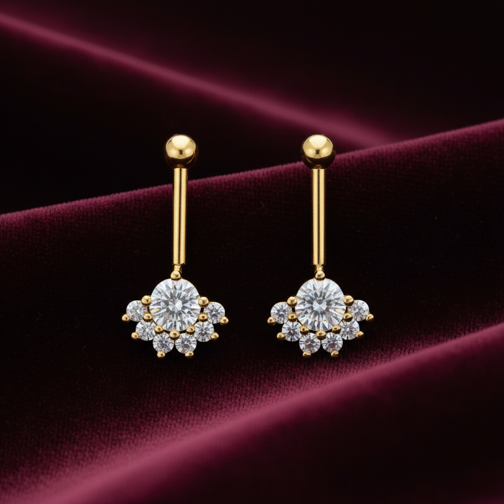 92.5 Silver Half Flower Bugadi - pair