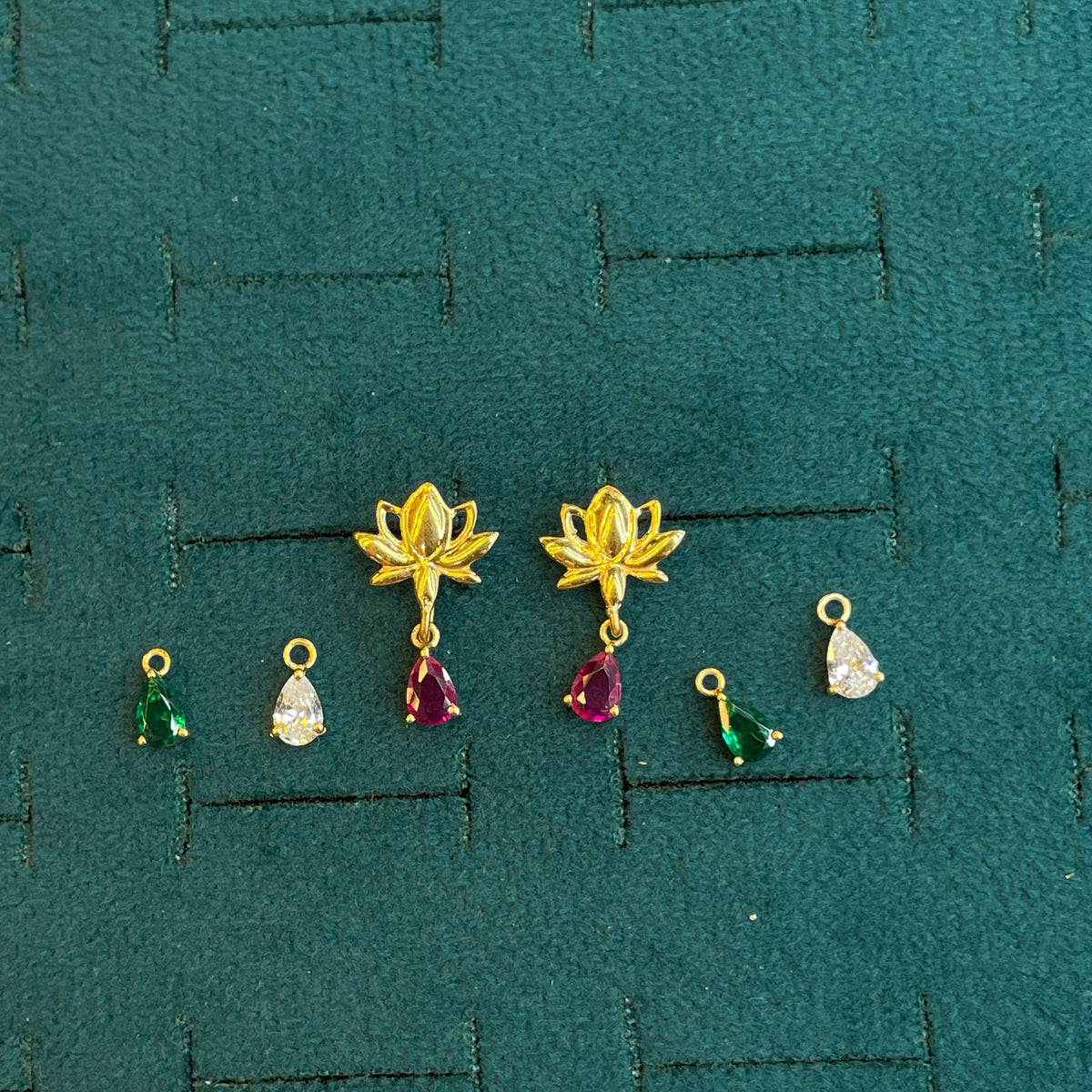 92.5 Sterling Silver Gold Plated Changeable Lotus Studs