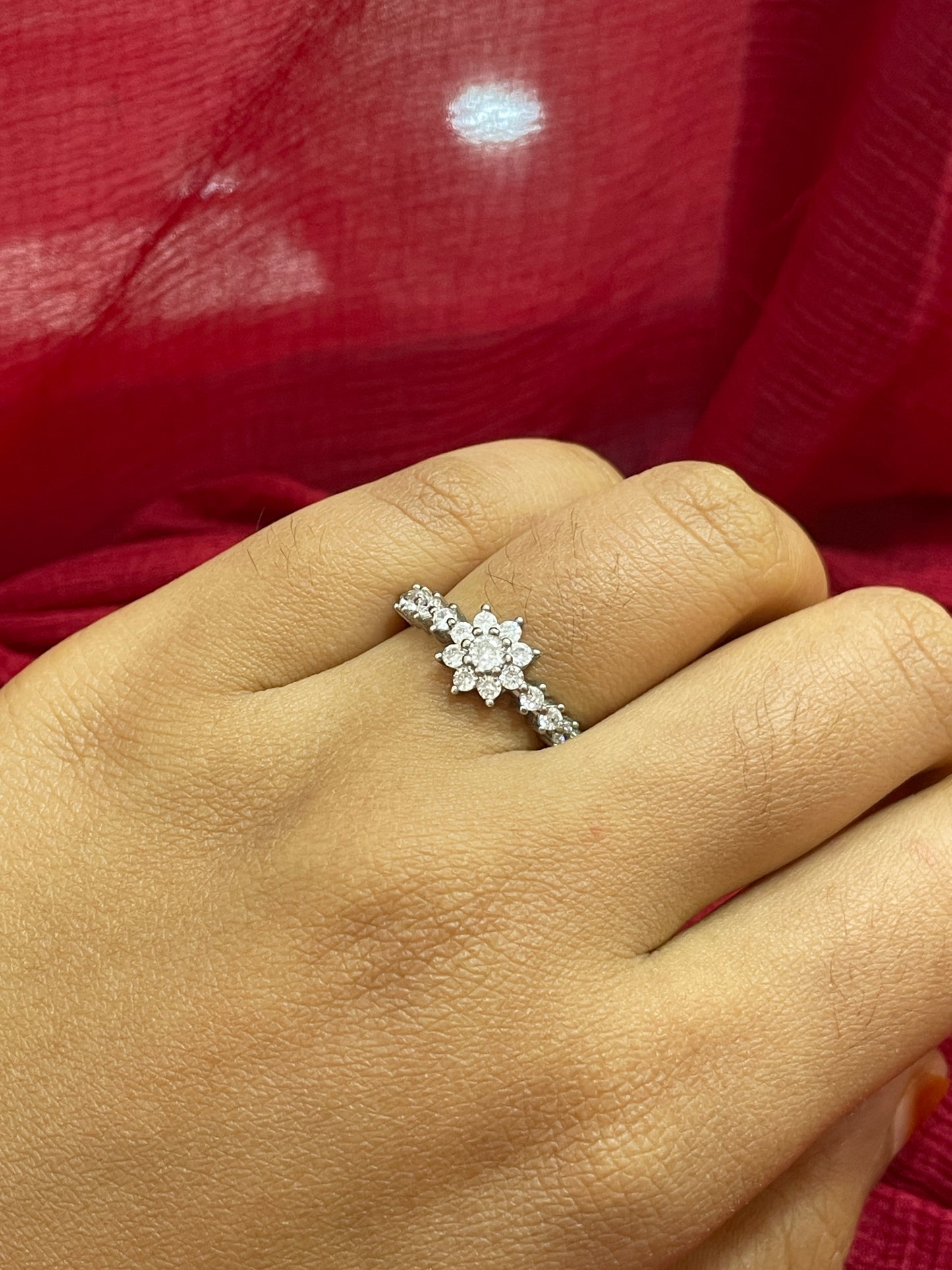92.5 Silver Flower Ring for Women Size 14 | Stylish Floral Design | Elegant Daily Wear Jewellery