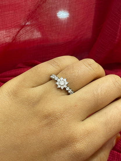 92.5 Silver Flower Ring for Women Size 14 | Stylish Floral Design | Elegant Daily Wear Jewellery