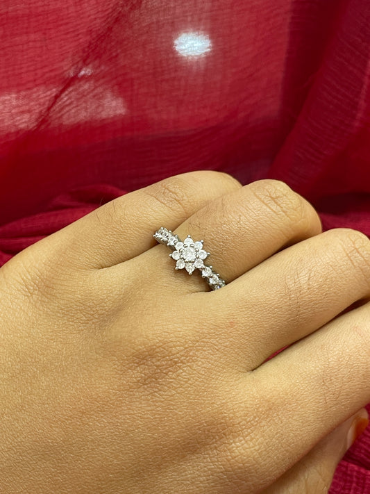92.5 Silver Flower Ring for Women Size 14 | Stylish Floral Design | Elegant Daily Wear Jewellery