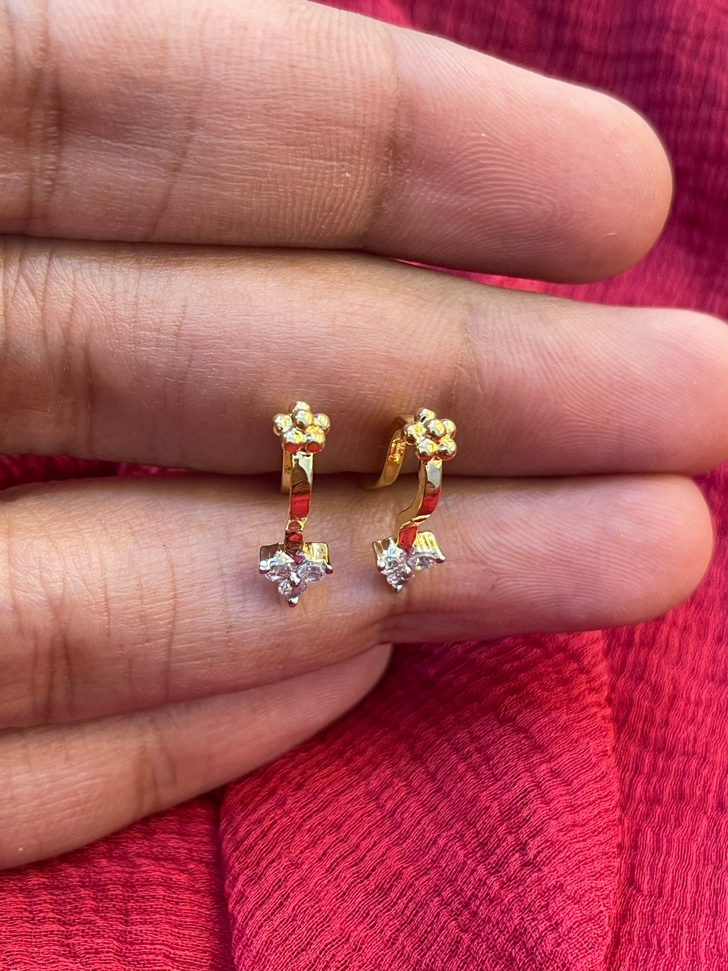 92.5 Silver White Stone Press-On Bugadi for Women | Stylish Non-Piercing Ear Cuff | Elegant Jewellery