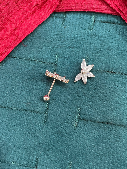 92.5 Silver Five Leaf Earrings | Minimal Floral Design | Jewellery