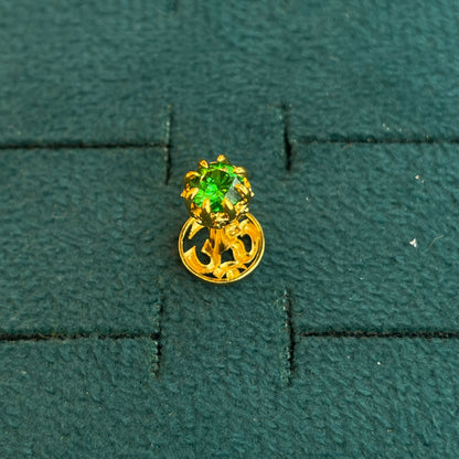 92.5 Silver Gold Plated Om Reversible Stud Single Piece
