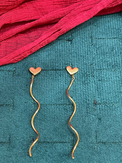 925 Silver Gold Plated Heart Spiral Dangler Earrings for Women | Romantic Swirl Design