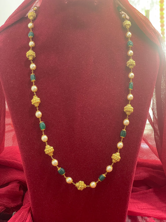 Silver gold plated nakshi mala 21 inches