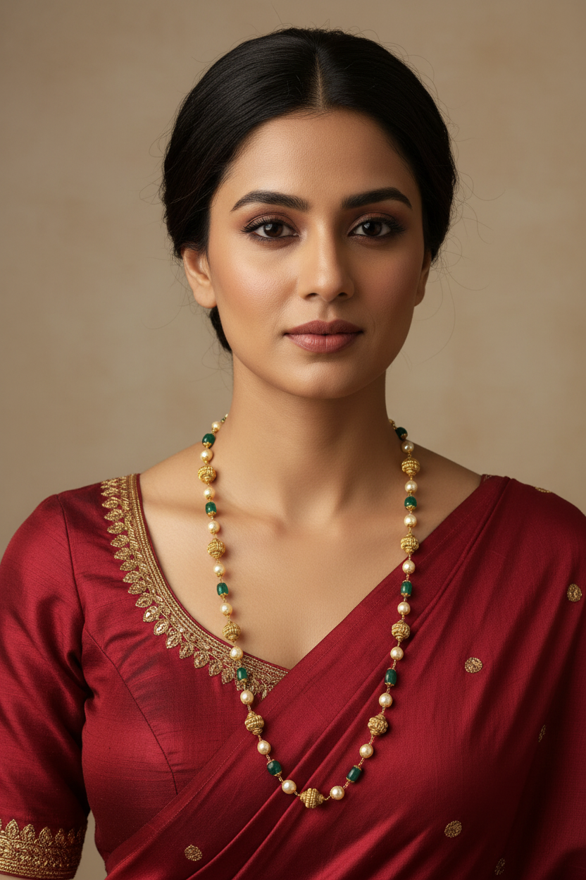 Silver gold plated nakshi mala 21 inches